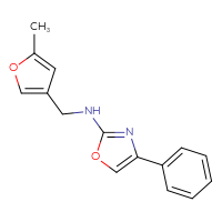Chemical structure of N-[(5-methylfuran-3-yl)methyl]-4-phenyl-1,3-oxazol-2-amine - CSSB15085314760