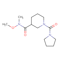 Chemical structure of N-methoxy-N-methyl-1-(pyrrolidine-1-carbonyl)piperidine-3-carboxamide - CSSB02014416098