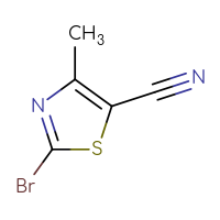 Chemical structure of 2-bromo-4-methyl-1,3-thiazole-5-carbonitrile - CSSB00020672637