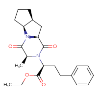 Chemical structure of ethyl (2S)-2-[(2S,6S,8S,11S)-11-methyl-9,12-dioxo-1,10-diazatricyclo[6.4.0.0²,⁶]dodecan-10-yl]-4-phenylbutanoate - CSSB00102646453