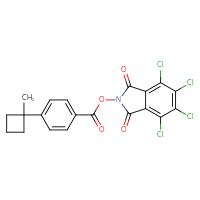 Chemical structure of 4,5,6,7-tetrachloro-1,3-dioxo-2,3-dihydro-1H-isoindol-2-yl 4-(1-methylcyclobutyl)benzoate - CSSB20271387807