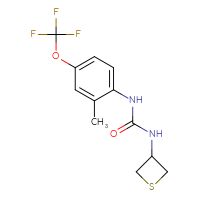 Chemical structure of 1-[2-methyl-4-(trifluoromethoxy)phenyl]-3-(thietan-3-yl)urea - CSSB07121678031