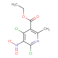 Chemical structure of ethyl 4,6-dichloro-2-methyl-5-nitropyridine-3-carboxylate - CSSB14823835100