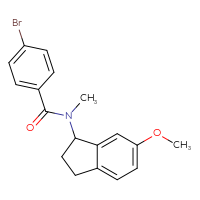 Chemical structure of 4-bromo-N-(6-methoxy-2,3-dihydro-1H-inden-1-yl)-N-methylbenzamide - CSSB15452217385