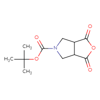Chemical structure of tert-butyl 1,3-dioxo-hexahydro-1H-furo[3,4-c]pyrrole-5-carboxylate - CSSB00010484500