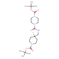 Chemical structure of tert-butyl 4-[({1-[(tert-butoxy)carbonyl]-4-fluoropiperidin-4-yl}methyl)carbamoyl]piperazine-1-carboxylate - CSSB06943594938