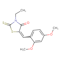 Chemical structure of 5-[(2,4-dimethoxyphenyl)methylidene]-3-ethyl-2-sulfanylidene-1,3-thiazolidin-4-one - CSSB00028031387