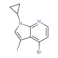 Chemical structure of 4-bromo-1-cyclopropyl-3-iodo-1H-pyrrolo[2,3-b]pyridine - CSSB00160566865