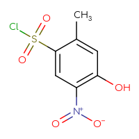Chemical structure of 4-hydroxy-2-methyl-5-nitrobenzene-1-sulfonyl chloride - CSSB00000691886