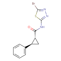 Chemical structure of (1R,2R)-N-(5-bromo-1,3,4-thiadiazol-2-yl)-2-phenylcyclopropane-1-carboxamide - CSSB02502867162
