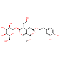 Chemical structure of methyl (2S,3E,4S)-4-{2-[2-(3,4-dihydroxyphenyl)ethoxy]-2-oxoethyl}-3-(2-hydroxyethylidene)-2-{[(2S,3R,4S,5S,6R)-3,4,5-trihydroxy-6-(hydroxymethyl)oxan-2-yl]oxy}-3,4-dihydro-2H-pyran-5-carboxylate - CSSB06744555885
