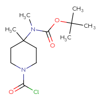 Chemical structure of tert-butyl N-[1-(carbonochloridoyl)-4-methylpiperidin-4-yl]-N-methylcarbamate - CSSB00153718663