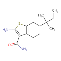 Chemical structure of 2-amino-6-(2-methylbutan-2-yl)-4,5,6,7-tetrahydro-1-benzothiophene-3-carboxamide - CSSB00000596046