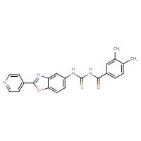 Chemical structure of 1-(3,4-dimethylbenzoyl)-3-[2-(pyridin-4-yl)-1,3-benzoxazol-5-yl]thiourea - CSSB00121706578