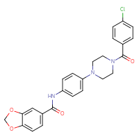 Chemical structure of N-{4-[4-(4-chlorobenzoyl)piperazin-1-yl]phenyl}-2H-1,3-benzodioxole-5-carboxamide - CSSB00026333145