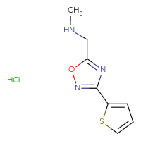 Chemical structure of methyl({[3-(thiophen-2-yl)-1,2,4-oxadiazol-5-yl]methyl})amine hydrochloride - CSSB00000729143
