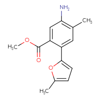 Chemical structure of methyl 5-amino-4-methyl-2-(5-methylfuran-2-yl)benzoate - CSSB06589844419