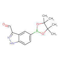 Chemical structure of 5-(4,4,5,5-tetramethyl-1,3,2-dioxaborolan-2-yl)-1H-indazole-3-carbaldehyde - CSSB06744595437