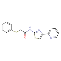 Chemical structure of 2-(phenylsulfanyl)-N-[4-(pyridin-2-yl)-1,3-thiazol-2-yl]acetamide - CSSB00027999162
