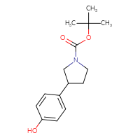 Chemical structure of tert-butyl 3-(4-hydroxyphenyl)pyrrolidine-1-carboxylate - CSSB00025713269