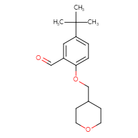Chemical structure of 5-tert-butyl-2-[(oxan-4-yl)methoxy]benzaldehyde - CSSB20468058290