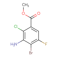 Chemical structure of methyl 3-amino-4-bromo-2-chloro-5-fluorobenzoate - CSSB02516607076