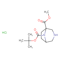 Chemical structure of 8-tert-butyl 1-methyl 3,8-diazabicyclo[3.2.1]octane-1,8-dicarboxylate hydrochloride - CSSB06354213785