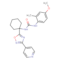 Chemical structure of 3-(4-methoxy-2-methylphenyl)-1-{1-[3-(pyridin-4-yl)-1,2,4-oxadiazol-5-yl]cyclohexyl}urea - CSSB00025687938
