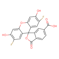 Chemical structure of 2',7'-difluoro-3',6'-dihydroxy-3-oxo-3H-spiro[2-benzofuran-1,9'-xanthene]-6-carboxylic acid - CSSB20572401533
