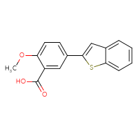 Chemical structure of 5-(1-benzothiophen-2-yl)-2-methoxybenzoic acid - CSSB01411080841
