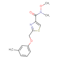 Chemical structure of N-methoxy-N-methyl-2-[(3-methylphenoxy)methyl]-1,3-thiazole-4-carboxamide - CSSB06955311986
