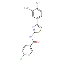 Chemical structure of 4-chloro-N-[4-(3,4-dimethylphenyl)-1,3-thiazol-2-yl]benzamide - CSSB00027991151