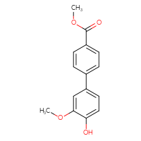 Chemical structure of methyl 4'-hydroxy-3'-methoxy-[1,1'-biphenyl]-4-carboxylate - CSSB00150704511