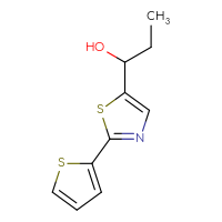 Chemical structure of 1-[2-(thiophen-2-yl)-1,3-thiazol-5-yl]propan-1-ol - CSSB21246410994