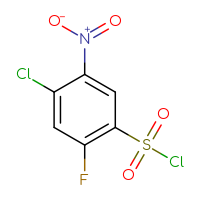 Chemical structure of 4-chloro-2-fluoro-5-nitrobenzene-1-sulfonyl chloride - CSSB00032006576