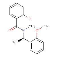 Chemical structure of 2-bromo-N-[(1R)-1-(2-methoxyphenyl)ethyl]-N-methylbenzamide - CSSB01143802882