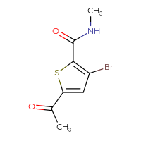 Chemical structure of 5-acetyl-3-bromo-N-methylthiophene-2-carboxamide - CSSB02283621731