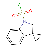 Chemical structure of 1',2'-dihydrospiro[cyclopropane-1,3'-indole]-1'-sulfonyl chloride - CSSB14959847120
