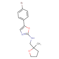 Chemical structure of 5-(4-bromophenyl)-N-[(2-methyloxolan-2-yl)methyl]-1,3-oxazol-2-amine - CSSB15146342201