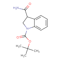 Chemical structure of tert-butyl 3-carbamoyl-2,3-dihydro-1H-indole-1-carboxylate - CSSB00000137350