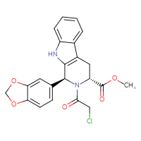 Chemical structure of methyl (1S,3R)-1-(2H-1,3-benzodioxol-5-yl)-2-(2-chloroacetyl)-1H,2H,3H,4H,9H-pyrido[3,4-b]indole-3-carboxylate - CSSB00020661125
