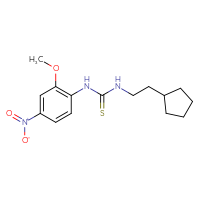 Chemical structure of 3-(2-cyclopentylethyl)-1-(2-methoxy-4-nitrophenyl)thiourea - CSSB21432495272