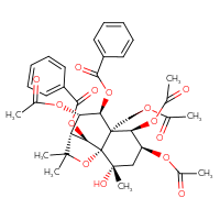 Chemical structure of (1S,2S,4S,5R,6R,7S,8S,9R,12R)-4,5,8-tris(acetyloxy)-6-[(acetyloxy)methyl]-7-(benzoyloxy)-2-hydroxy-2,10,10-trimethyl-11-oxatricyclo[7.2.1.0¹,⁶]dodecan-12-yl benzoate - CSSB14929136961