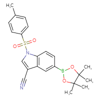 Chemical structure of 1-(4-methylbenzenesulfonyl)-5-(4,4,5,5-tetramethyl-1,3,2-dioxaborolan-2-yl)-1H-indole-3-carbonitrile - CSSB21332148066