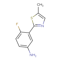 Chemical structure of 4-fluoro-3-(5-methyl-1,3-thiazol-2-yl)aniline - CSSB00118806974