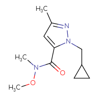 Chemical structure of 1-(cyclopropylmethyl)-N-methoxy-N,3-dimethyl-1H-pyrazole-5-carboxamide - CSSB21151595259