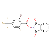 Chemical structure of 1,3-dioxo-2,3-dihydro-1H-isoindol-2-yl 2-bromo-6-fluoro-4-(trifluoromethyl)benzoate - CSSB06270218120