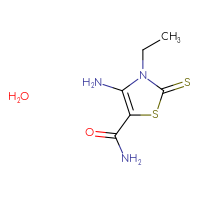 Chemical structure of 4-amino-3-ethyl-2-sulfanylidene-2,3-dihydro-1,3-thiazole-5-carboxamide hydrate - CSSB00102586471