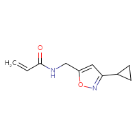 Chemical structure of N-[(3-cyclopropyl-1,2-oxazol-5-yl)methyl]prop-2-enamide - CSSB00119737983