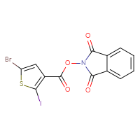 Chemical structure of 1,3-dioxo-2,3-dihydro-1H-isoindol-2-yl 5-bromo-2-iodothiophene-3-carboxylate - CSSB06258915805